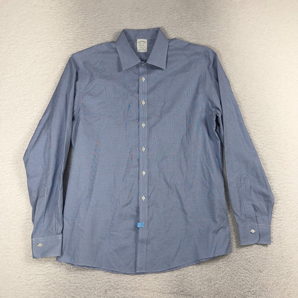 Brooks Brothers Dress Shirt 16.5-33 Milano Slim Fit  Non Iron Supima Cotton Blue